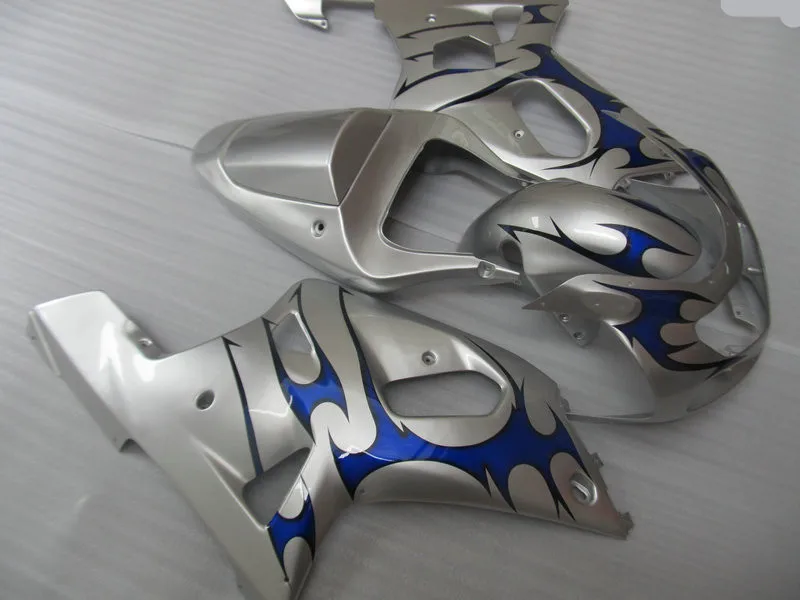 Лучший комплект обтекателей для SUZUKI GSXR600 750 01 02 03 GSXR 600 GSXR750 2001 2002 2003 ABS Серебряный