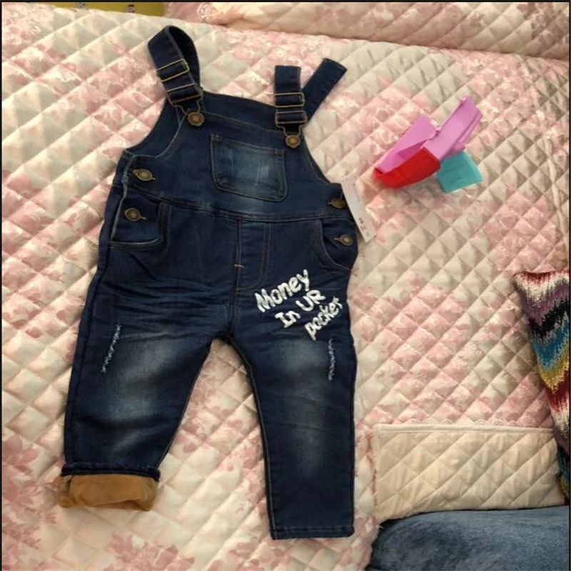 

Fashion Spring Autumn Winter Baby Boys Girls Thicken Jeans Cotton Soft Pants Kids Denim Overalls Long Pants For 1-6T Children