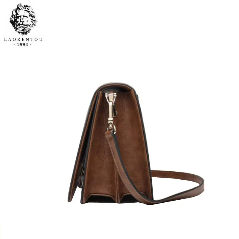 Женская сумка-мессенджер LAORENTOU кожаная в стиле ретро маленькая квадратная сумка