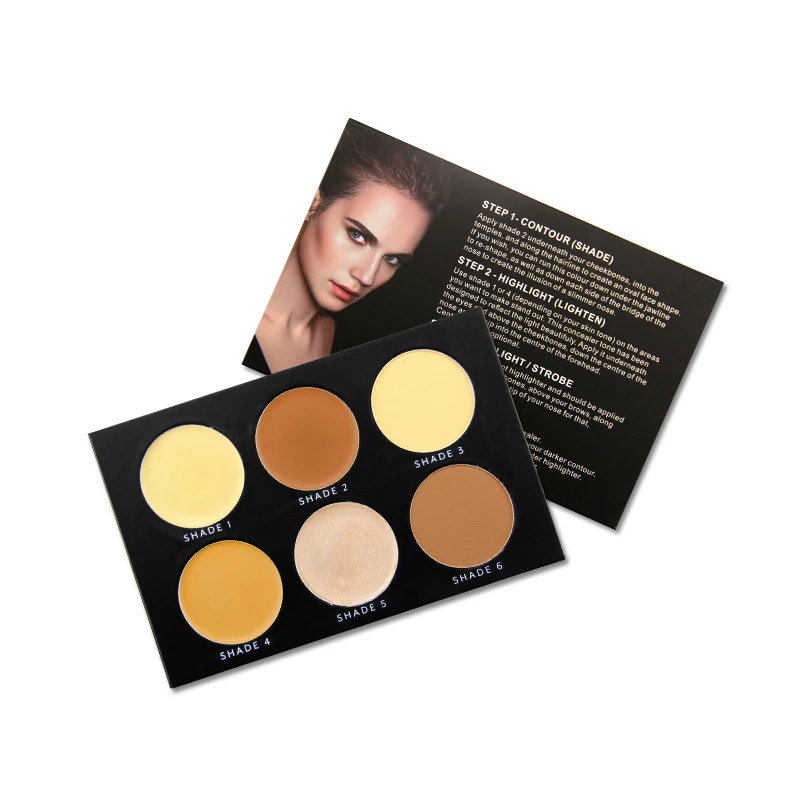 

High Quality 6 Colors Contour Palette Face Glow Kit Highlighter Bronzer Pressed Powder Concealer Highlighter Makeup palette 20pc