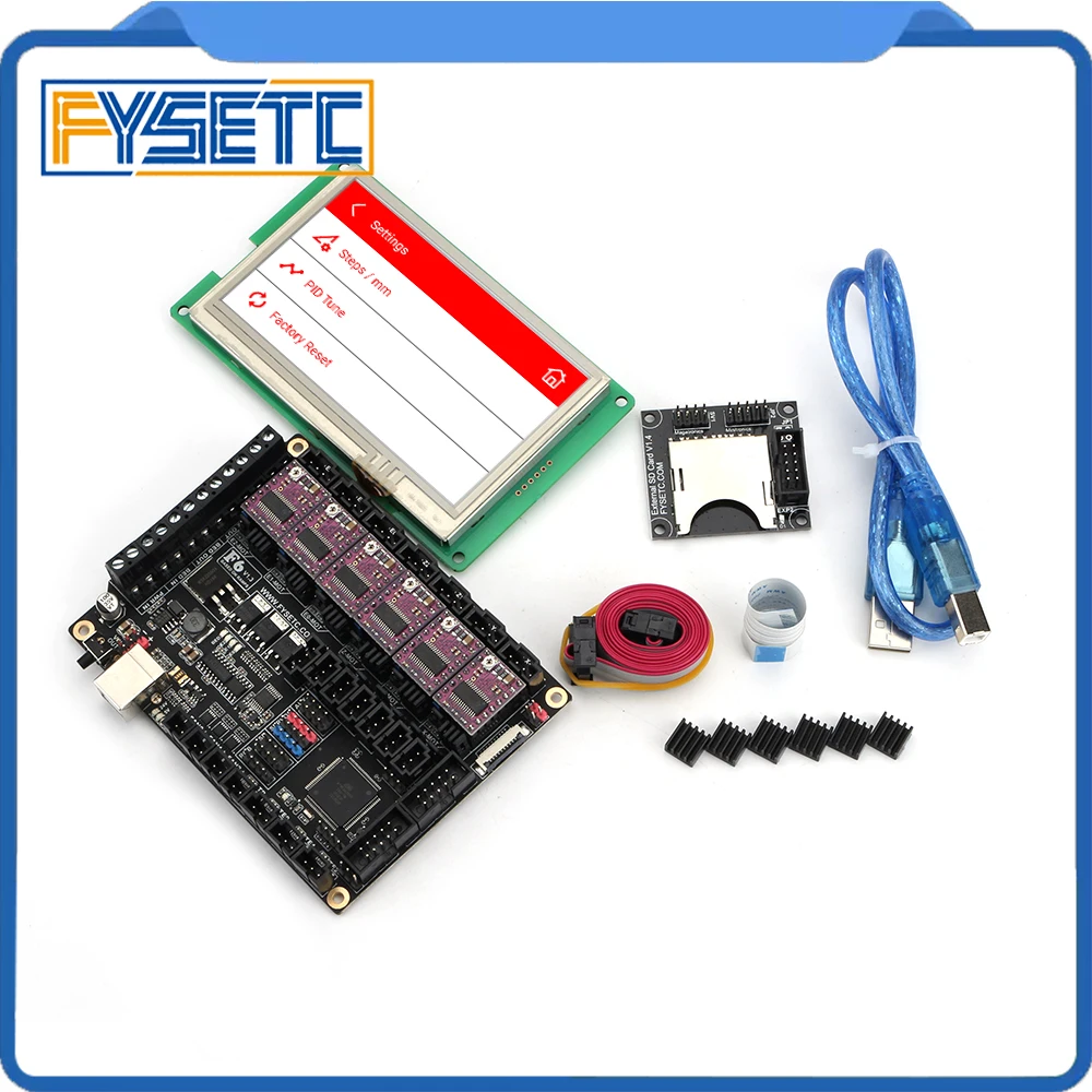 FYSETC F6 V1.3 материнская плата все-в-одном+ 4," сенсорный экран 4,3 дюймов дисплей с sd-ридером+ 6 шт. DRV8825 Драйвер шагового двигателя