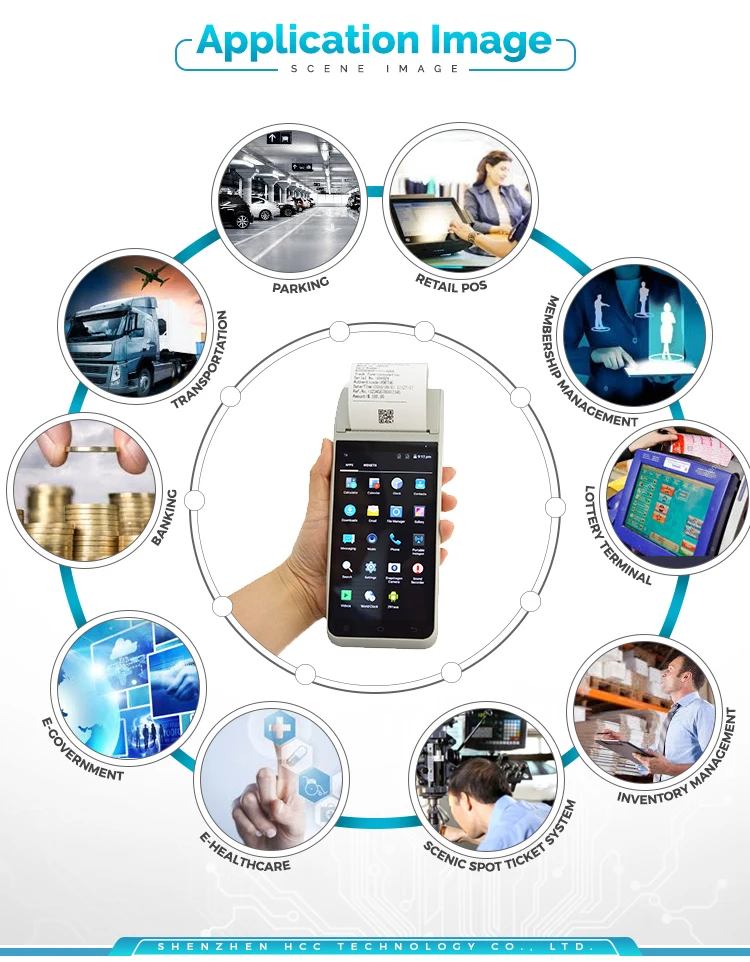 Поддержка 1D 2D сканирования Ручной NFC Android POS с принтером HCC-Z91