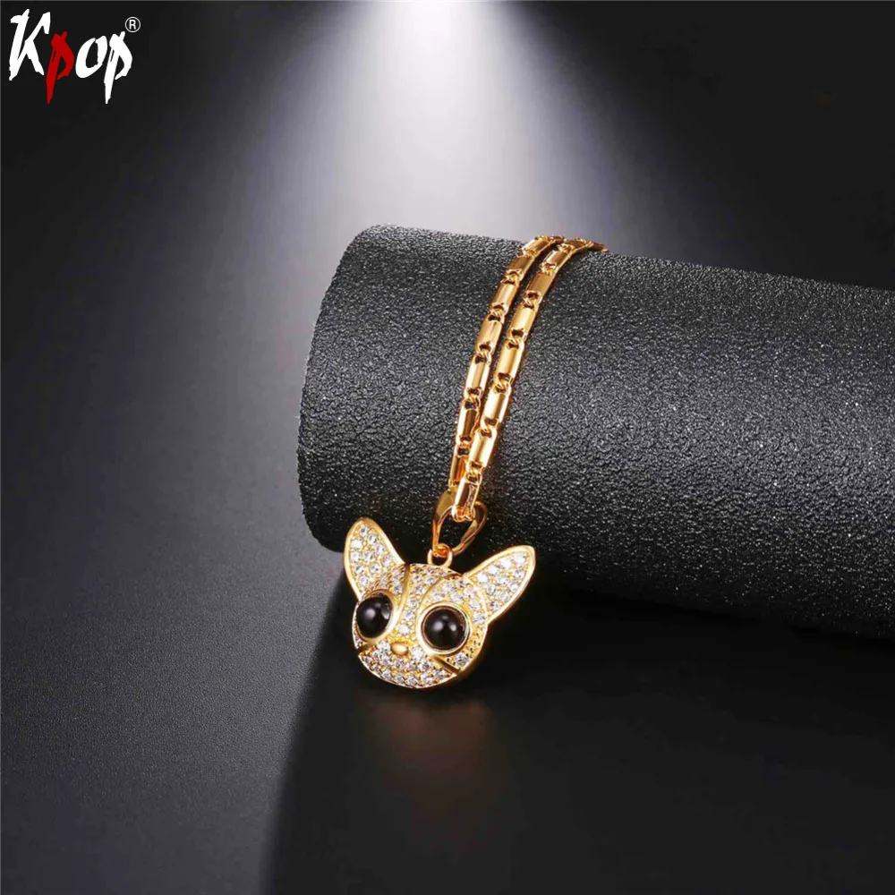 Kpop белая кубическая циркония симпатичная подвеска с чихуахуа