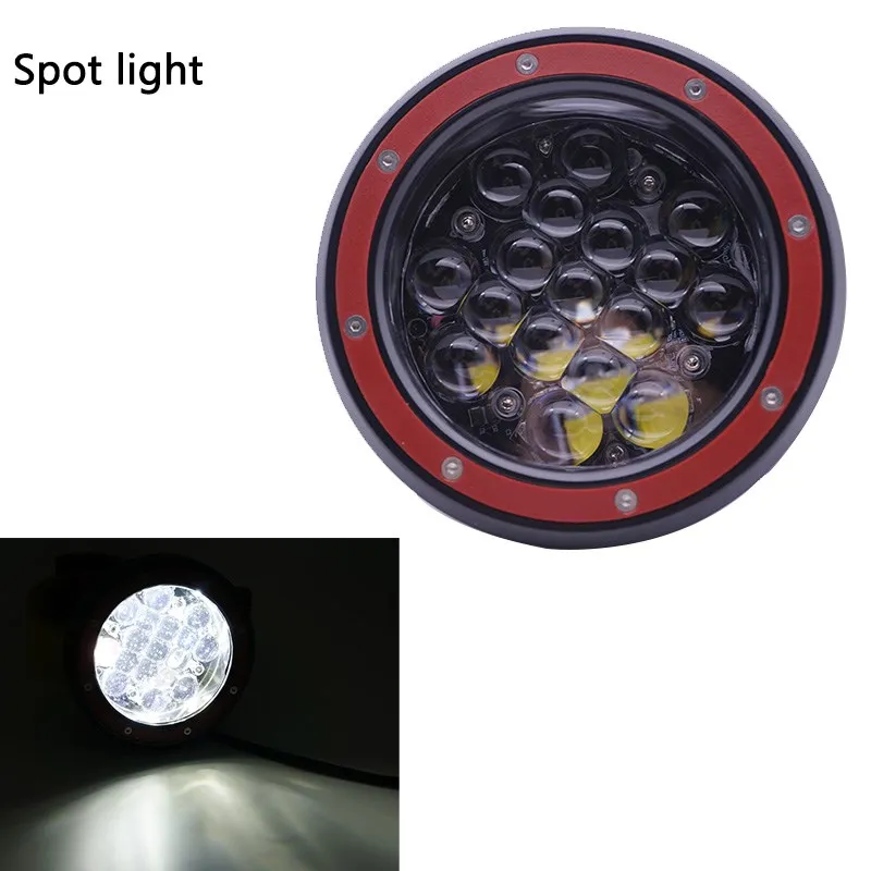5inch Spot 1 шт. 51 Вт Круглая " точечная Светодиодная рабочая лампа для бездорожья, противотуманная фара для вождения на крыше, бампер для джипа, внедорожника, лодки, квадроцикла, лодки 4x4, внедорожная лампа - Цвет: 5inch Spot