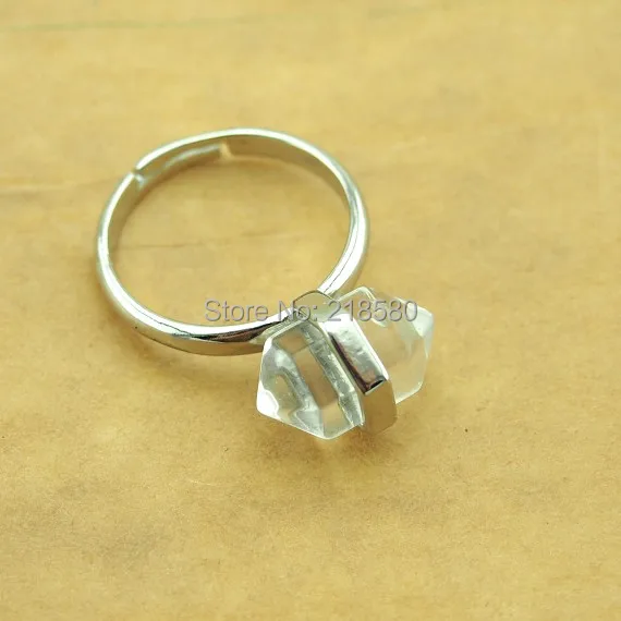 Регулируемое серебряное кольцо с прозрачным кварцем|clear quartz ring|quartz ringadjustable ring |