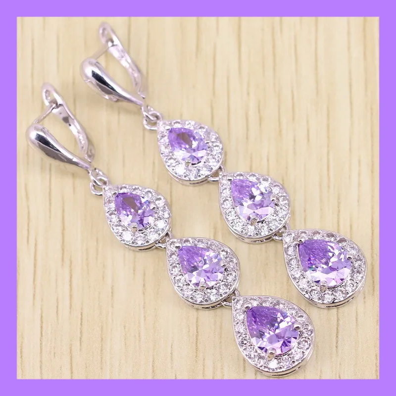 Reginababy Новое поступление белый кристалл фиолетовый циркон камень серебряный цвет