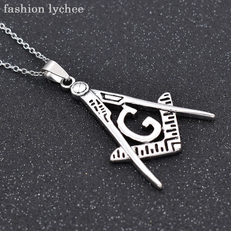 Ожерелье с подвеской lychee серебряная металлическая цепь символ масонов подарок