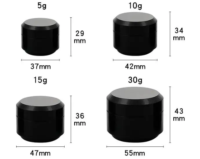12 x 5g 1 30 г черные двойные пластиковые круглые баночки для крема банка контейнер