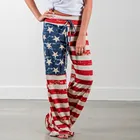 Женские широкие брюки в полоску с американским флагом на шнурке, повседневные свободные леггинсы на День Независимости, 4 июля
