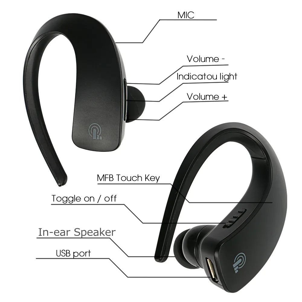 TOPROAD Bluetooth беспроводная гарнитура Q2 наушники с микрофоном шумоподавление