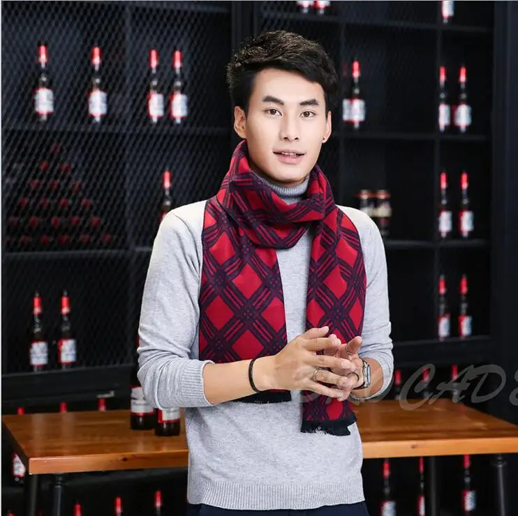 Новый кашемировый шарф в клетку Человек зима Марка мужчин 2017 дизайнер шали
