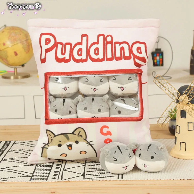 Розовый Сумка из 8 шт. Kawaii пудинг хомяк плюшевые шарики мешок закуски игрушка мягкий мультфильм животных мягкая кукла диван подушка девушка дети подарок - Цвет: Розовый