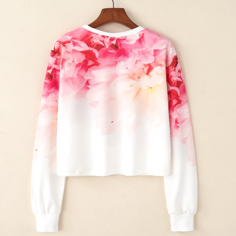 KaiTingu Women Casual Pullover Harajuku Fashion Crop Tops Long Sleeve Ladies Print Short Cropped Sweatshirt For Autumn | Женская одежда