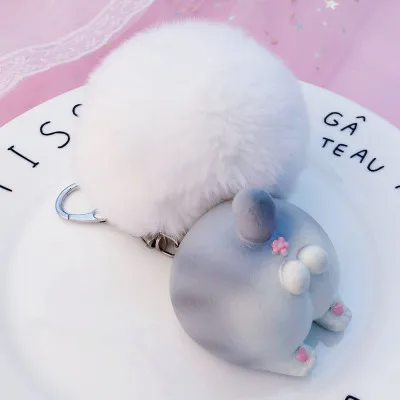 Hamster White Fur Симпатичная цепочка для ключей, животное корги, кот, кролик, хомяк, декоративный брелок, сумка, подвеска, шарм, креативный, Забавный брелок для ключей, для любителей, лучший подарок, ювелирное изделие - Цвет: Hamster White Fur