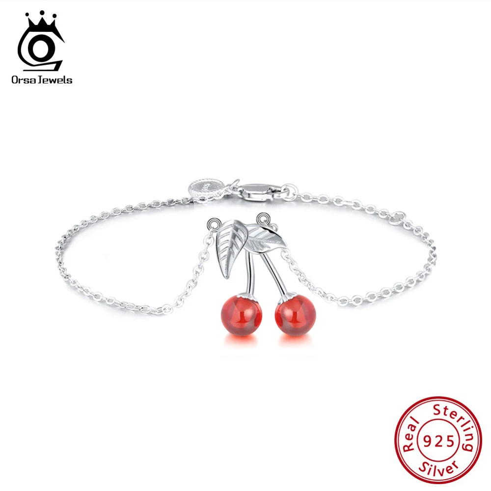 ORSA JEWELS Подлинная стерлингового серебра 925 женские браслеты Подвески с красным камнем натуральное серебро женские ювелирные изделия для вечеринок SB35