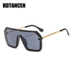 HDTANCEN красные черные Большие Квадратные Солнцезащитные очки мужские новые цельные линзы большая оправа солнцезащитные очки для женщин мужчин UV400 Серебристые зеркальные