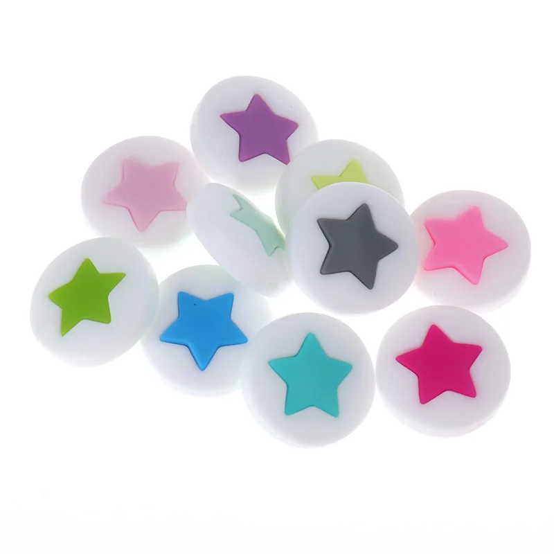 Cuentas de silicona para mordedores de beb&eacute;, cuentas redondas de estrella para morder, regalo de enfermera para ni&ntilde;as, 21MM, 20 piezas-1