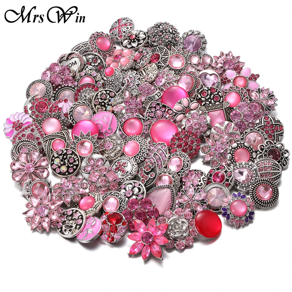 

50pcs/lot High Quality 18mm 20mm Snap Jewelry Differend Design Color Mixed Rhinestone Metal Snap Button Bracelet Bangles Buttons
