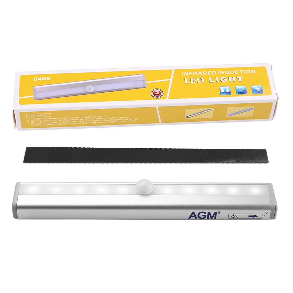 10 LED свет шкафа датчик движения Активированный Ночной беспроводной шкаф ИК