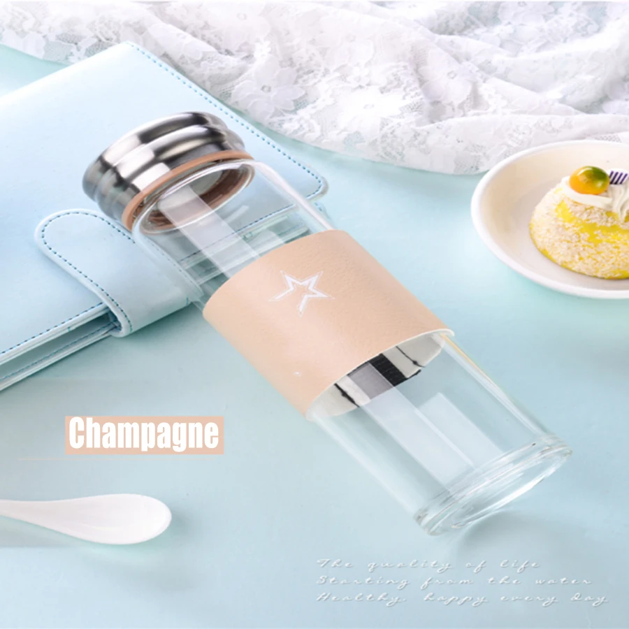 Портативная дизайнерская офисная стеклянная бутылка для воды крышка чашек