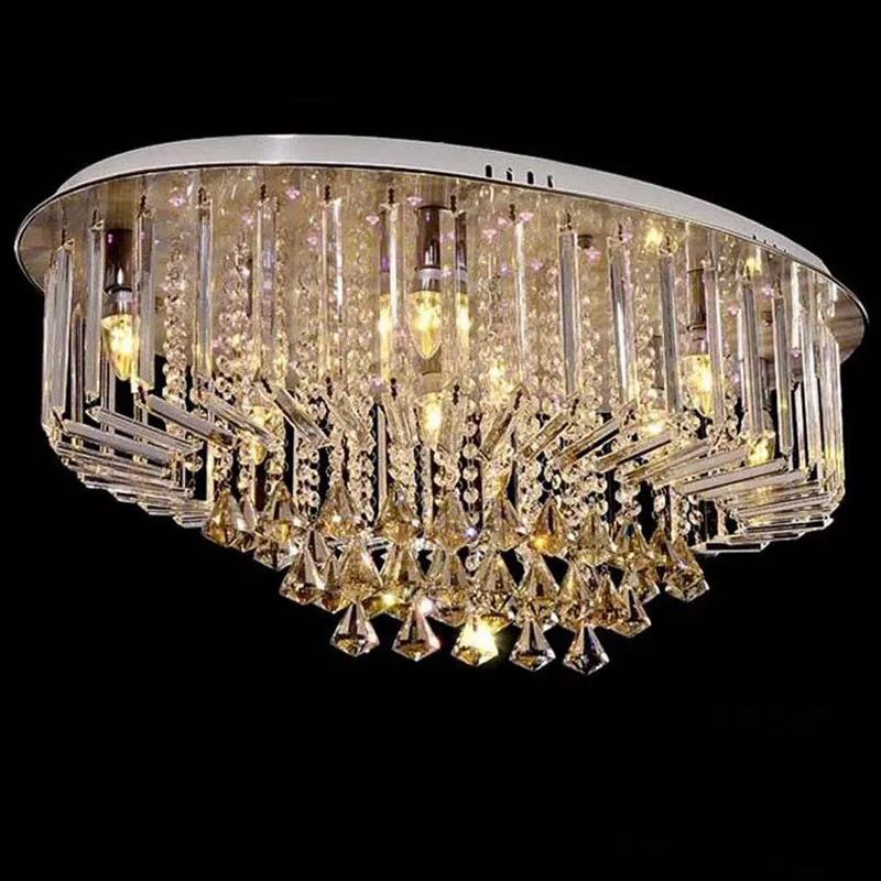 2018 новый овальный светодиодный потолочный светильник с кристаллами для гостиной