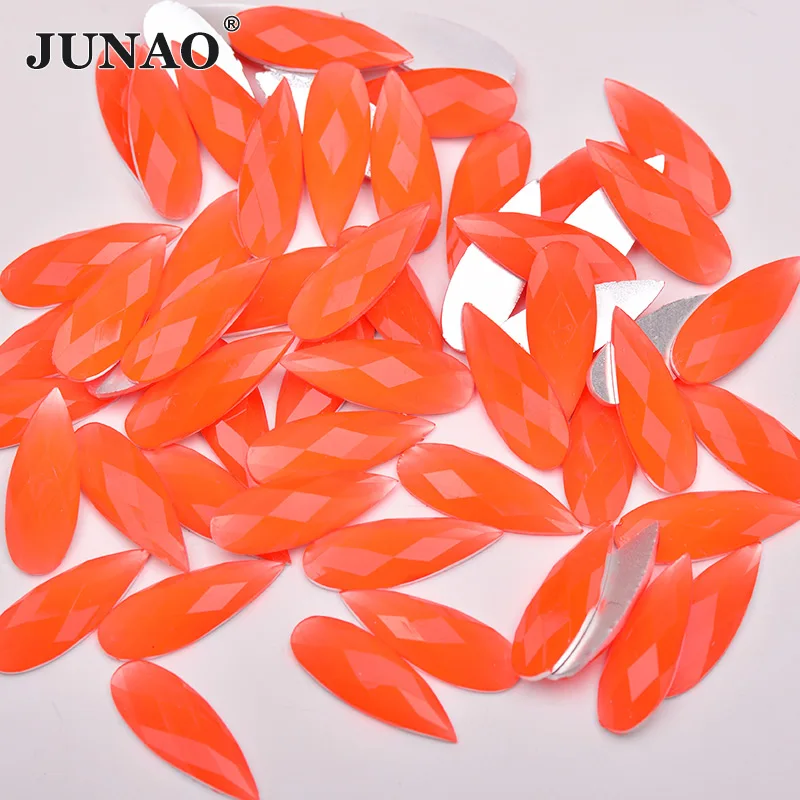 Orange JUNAO 8x22 мм AB Кристальные Стразы в виде капли, аппликация с плоской задней частью, полимерные камни, кристаллы, стразы, не швейные камни для украшения своими руками, 100 шт - Цвет: Orange