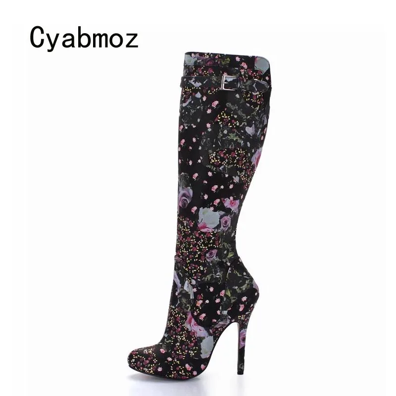 Cyabmoz/пикантные зимние сапоги до колена на высоком каблуке женская обувь Zapatillas Botas