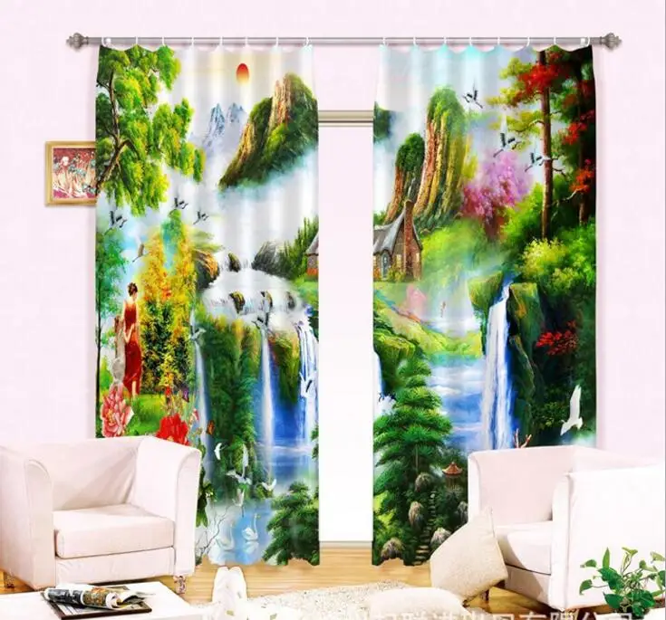 

Digital printing curtain landscape painting curtains high precision office Bedroom decorate 3D Window Cortina Rideaux pillowcase