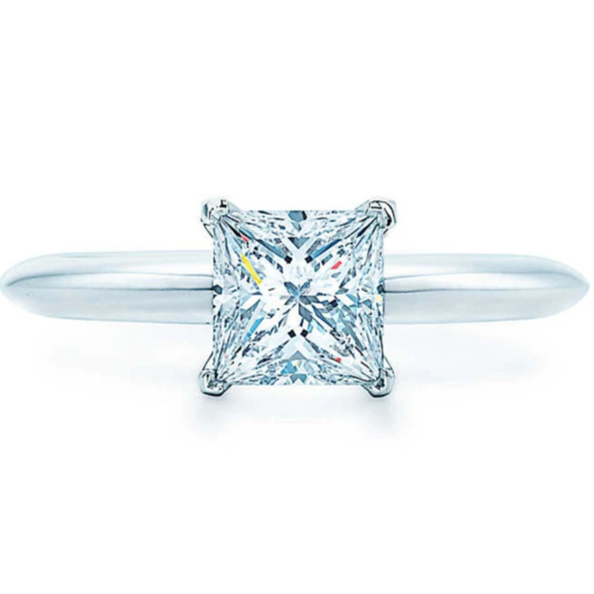 1Ct 6*6 мм Тест положительная Принцесса Cut Moissanite АЛМАЗНОЕ КОЛЬЦО тест гарантия