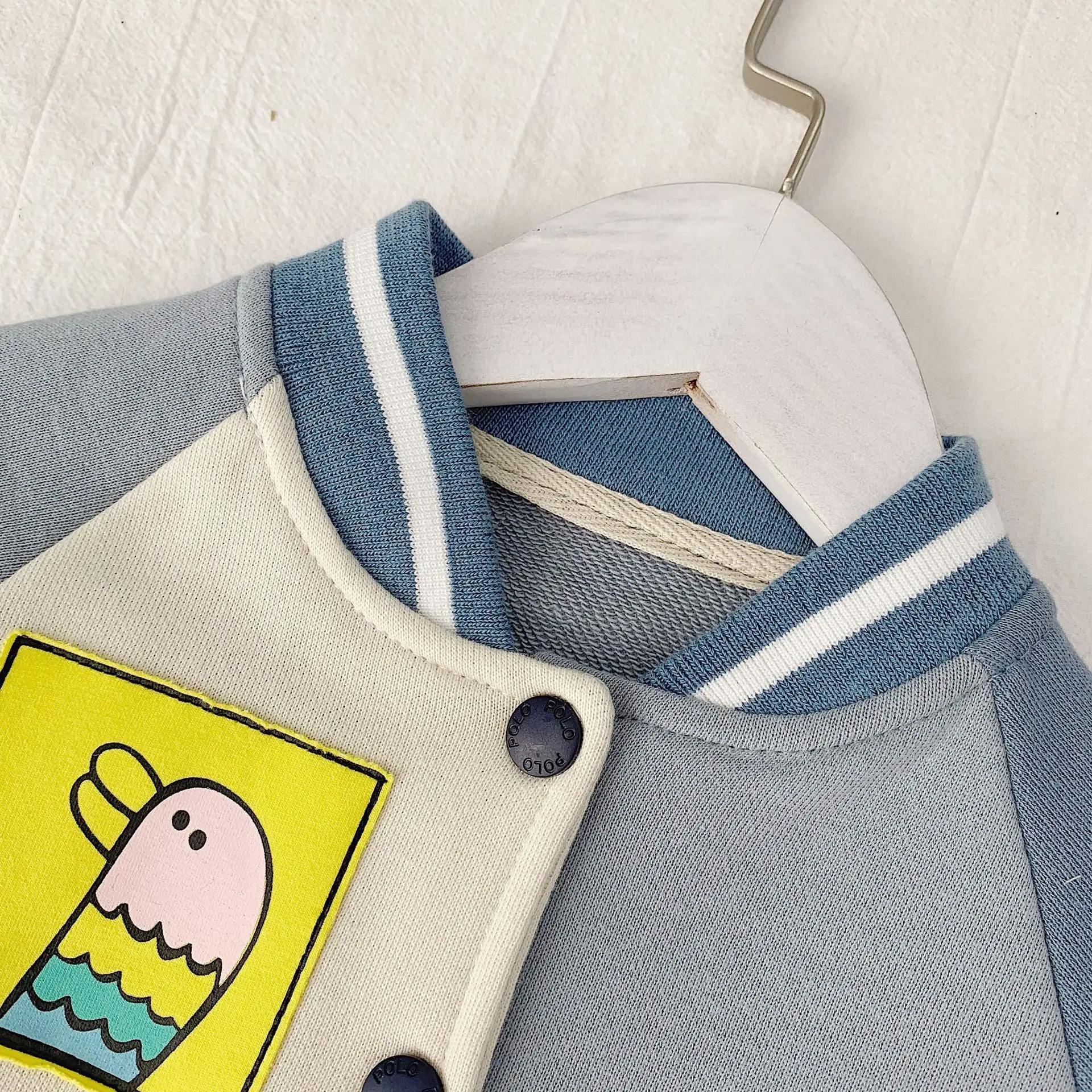 Autumn kids cartoon printing fashion color matching baseball jackets boys girls casual coats outwear