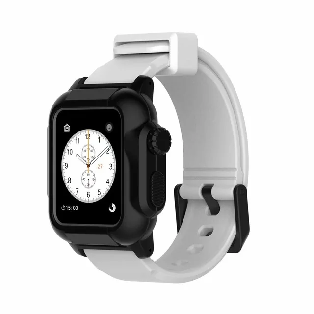 white-black JANSIN светящийся спортивный ремешок для Apple Watch band 44 мм 42 мм водонепроницаемый чехол-браслет iwatch Series 4 3 2 защитный чехол - Цвет ремешка: white-black