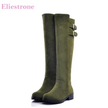 Hot  Brand New Winter Fashion Army Green Yellow Women Knee High Boots Sexy Chunky Heels Lady Shoes SA9 Plus Big Size 10 43