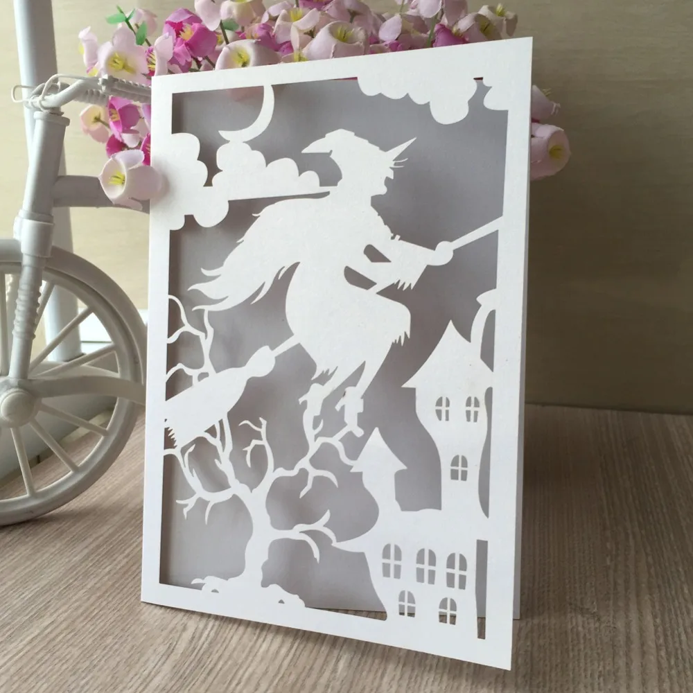 

100pcs Laser Cut shiny paper craft 21 colors Wedding Party decoration Invitation Card Halloween Decoration Greeting card
