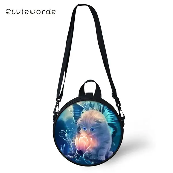CDWX1153I ELVISWORDS Women Round Shape Crossbody Bags Dreamastic Cats Prints Cute Girls Small Purses Kawaii Pattern Women Shoulder Bags - Цвет: CDWX1153I