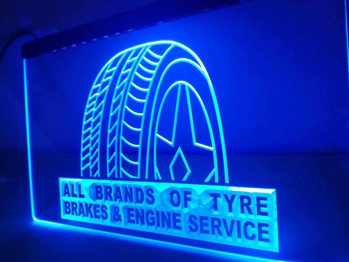 

LB634- Tyre Brakes Engine Services Auto LED Neon Light Sign home decor crafts
