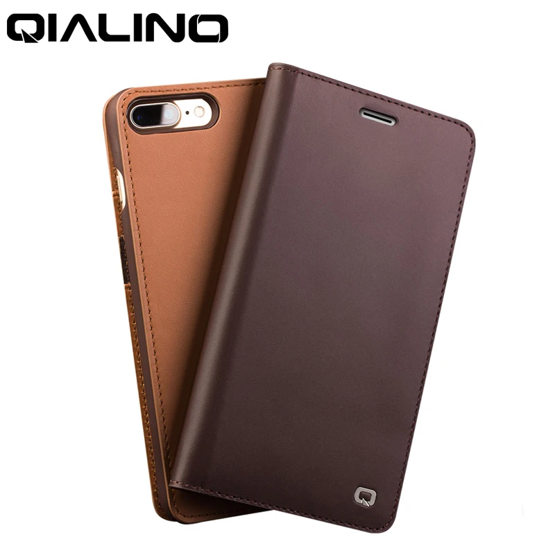 Чехол QIALINO из натуральной кожи для iPhone 7 8 Plus чехол книжка ультратонкие чехлы
