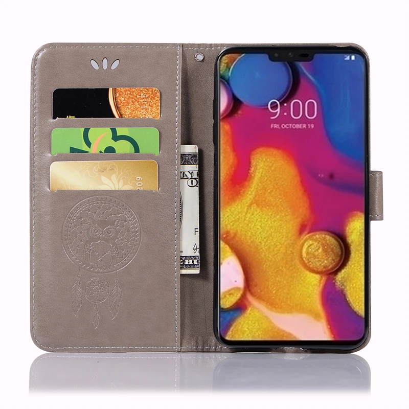 Для крышки LG V40 чехол 6 4 дюймов Ловец снов кожаный флип для ThinQ Чехол-бумажник