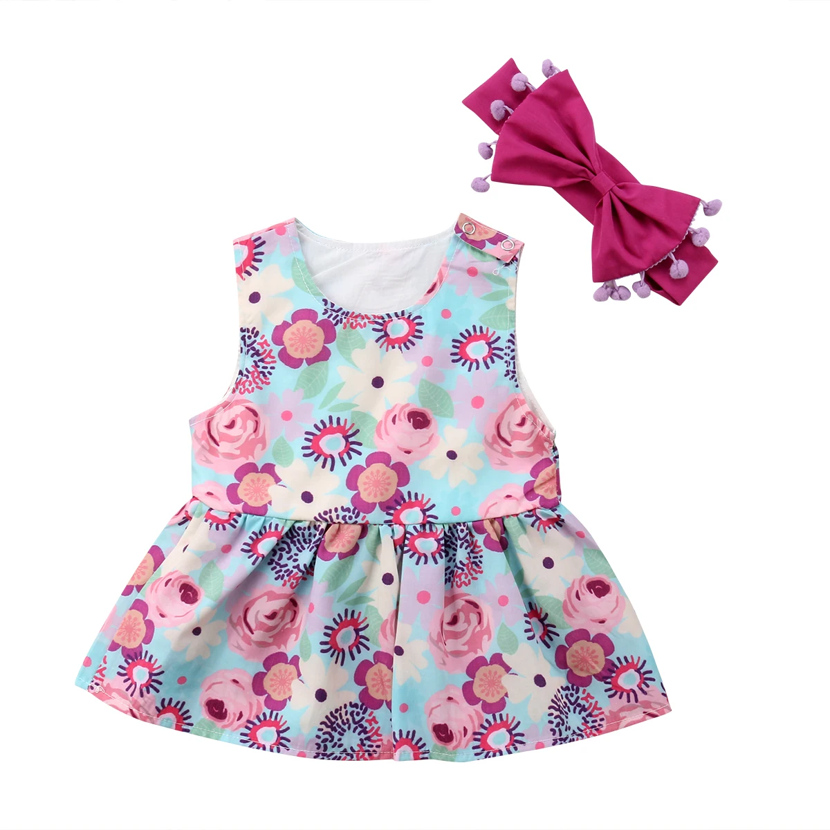 Летняя одежда для малышей девочек солнце цветочные Повседневное вечерние платье