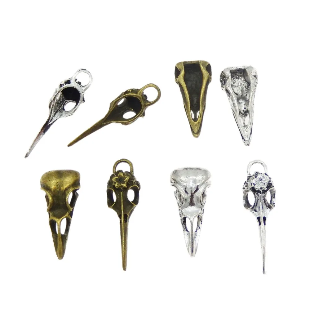4 шт. винтажные мужские подвески в стиле стимпанк Ворон птица Череп ювелирные