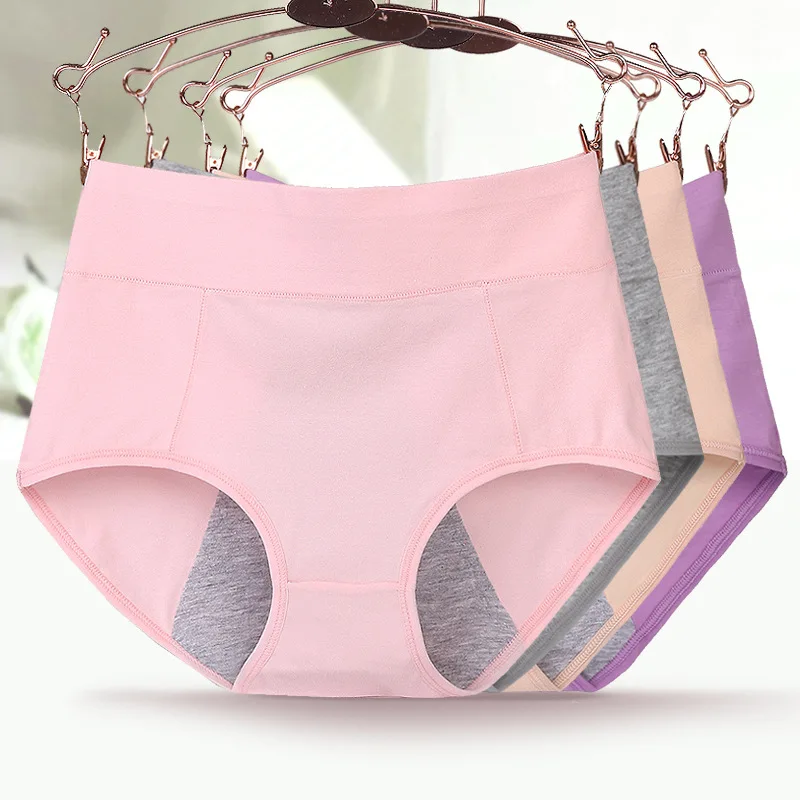 New High waist panties Menstrual Underwear Women Side Leakage Proof Briefs Cotton period Panties Physiological Lingerie Female |