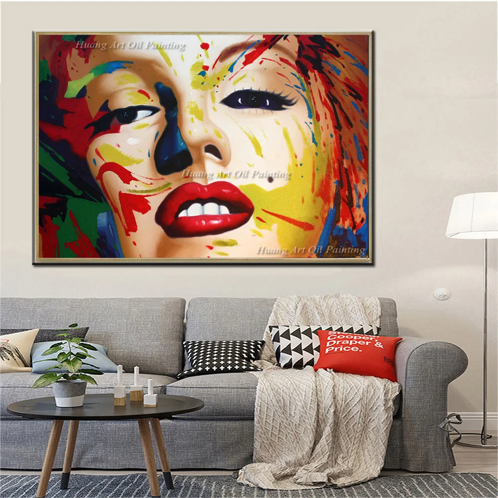 Ручная роспись Современная масляная живопись Мэрилин Монро красочный портрет