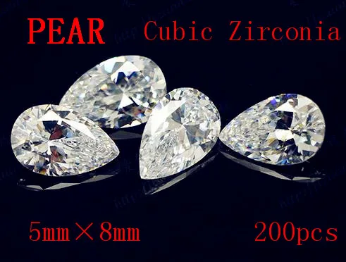 

MRHUANG Shine! 200 шт./упак. Класс AAA Crystal Clear CZ кубический Груша 5*8 мм Цирконий камень бусины для самостоятельного изготовления украшений для конечны...