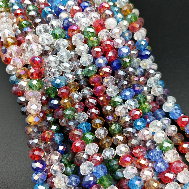 

Free shipping mixed color glass crystal beads 2mm, 4mm, 6mm wheel beads / transfer beads / bracelet necklace jewelry making