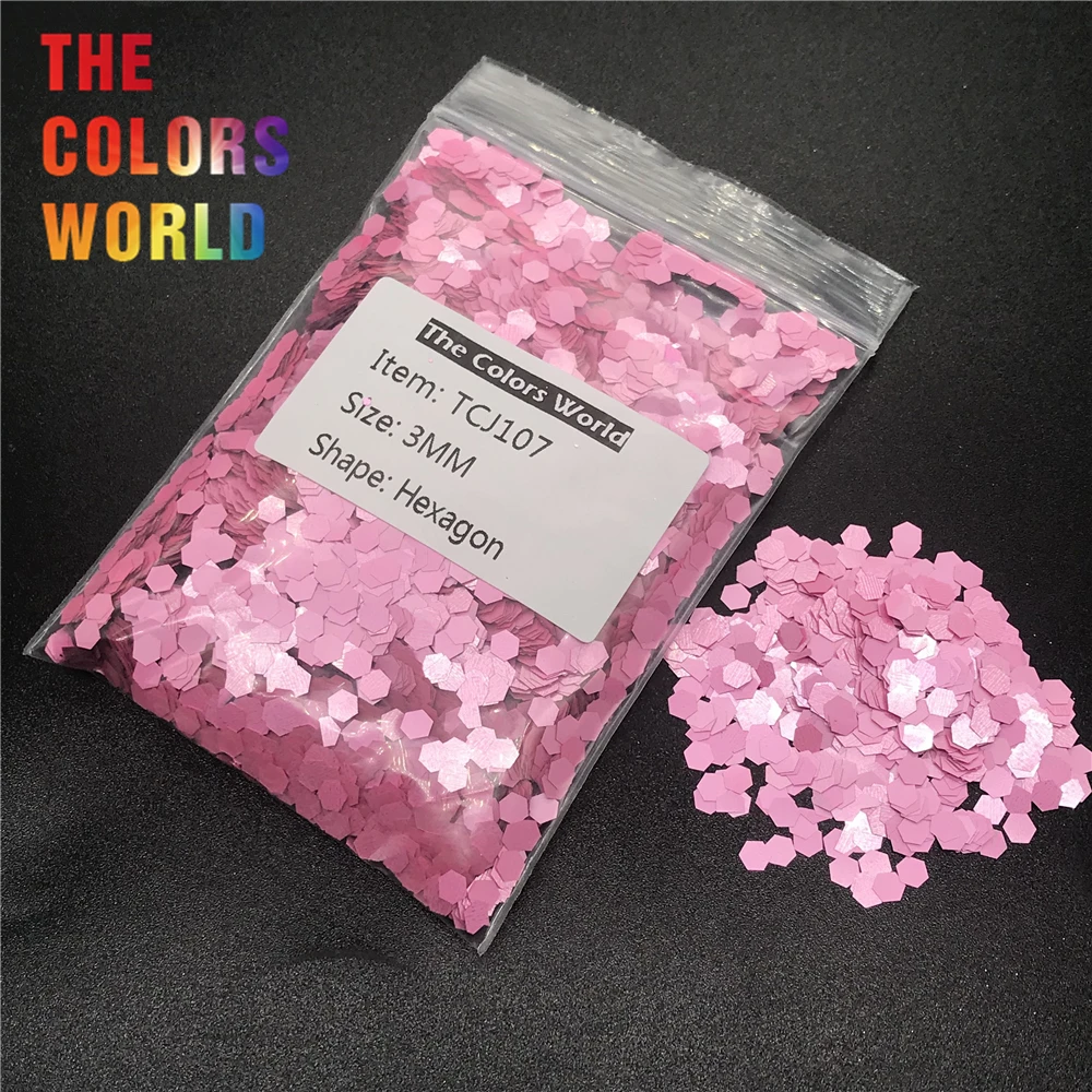 TCJ107 Pearlescent Matte  Rose Pink Color Hexagon Shape For Nail Glitter Nail Art Decorations Makeup Facepaint  DIY Accessorie