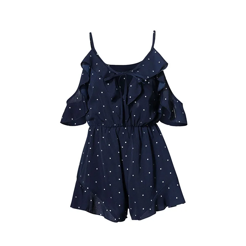 Maylina оборками Dot печати Комбинезоны на шнуровке Boho Для женщин комбинезоны
