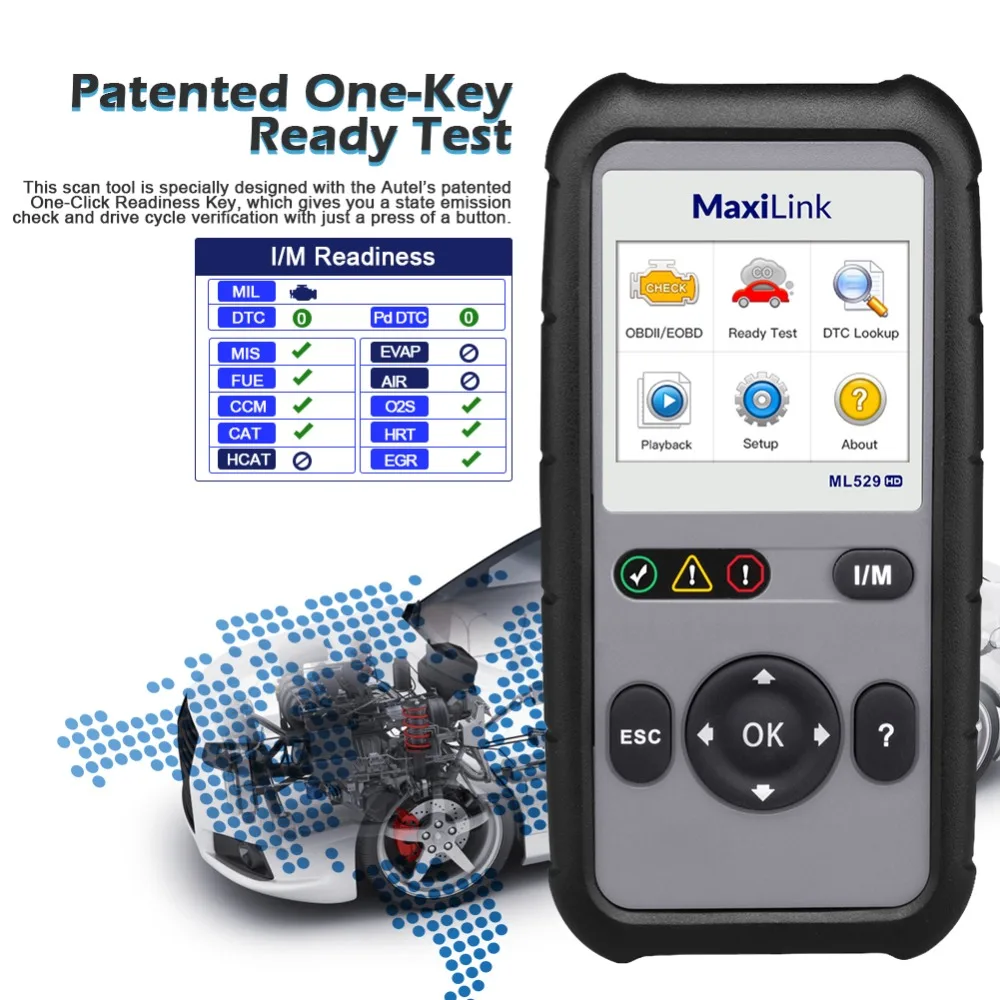AUTEL MaxiLink ML529HD Heavy Duty Code Reader Car OBD2 Scanner Trucks Diagnostic Tool OBDII Auto Scan Tools Automotive Scaner