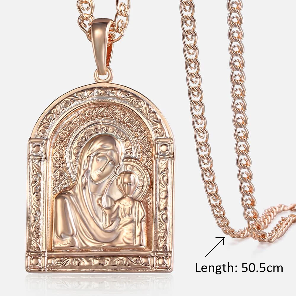 GP190 Pendant Chain Ожерелье с кулоном Девы Марии Иисуса для женщин и мужчин 585 розовое золото ожерелье для женщин и мужчин ювелирные изделия оптом модные подарки 50,5 см GPP1 - Окраска металла: GP190 Pendant Chain