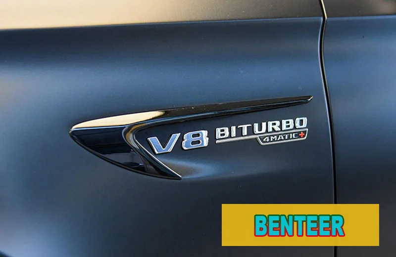 17 18 2 шт. V8 BITURBO 4matic + турбо 1 E53 E43 E63S автомобиля fender Эмблема для Mercedes Benz AMG