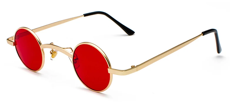gold with clear red Kachawoo, маленькие круглые солнцезащитные очки, мужские, металлическая оправа, Круглые, Ретро стиль, крошечные солнцезащитные очки для женщин, летние аксессуары, UV400 - Цвет линз: gold with clear red