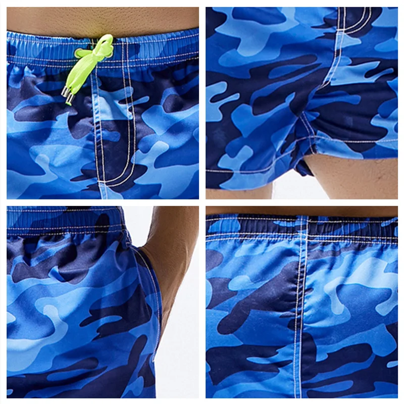 RAY GRACE Mens Beach Shorts Camouflage Breathable Beachwear With Pockets Summer Bermuda Surfing Board Swimming Swimsuit |